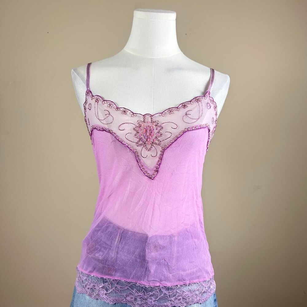 Gorgeous Pink Rampage Mesh Sequin Beaded Fairy Top